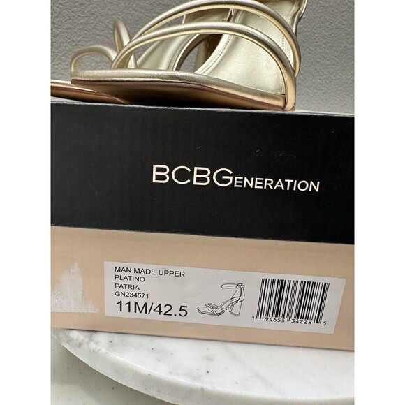 BCBGeneration Womens Patria Sandals SZ 11 Gold Easy Walk Heels Block Strap - Picture 9 of 10